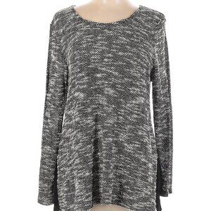 Alfani Black White Marled Light Knit Sweater Unique Back